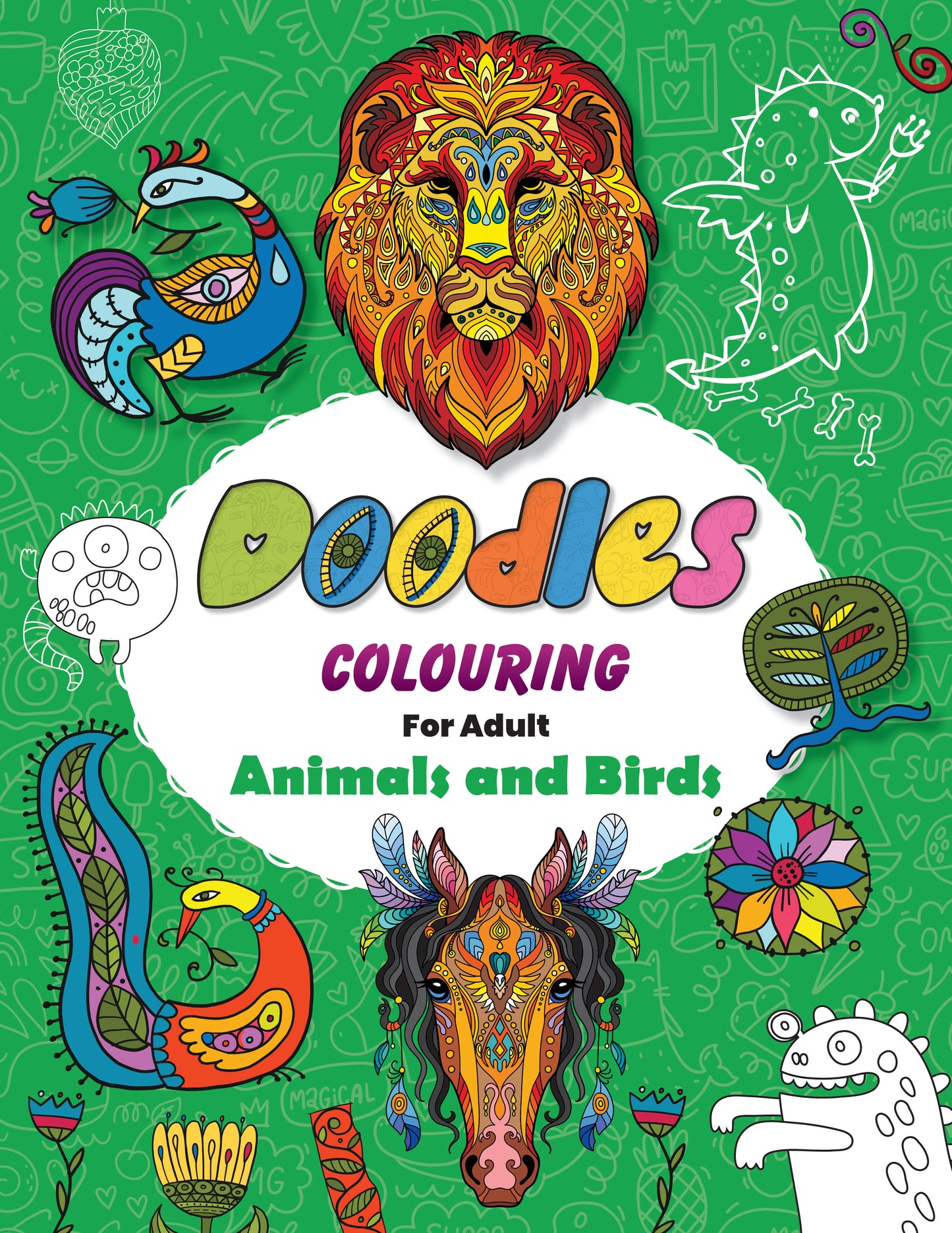 Doodle Colouring for Adults Animal & Birds