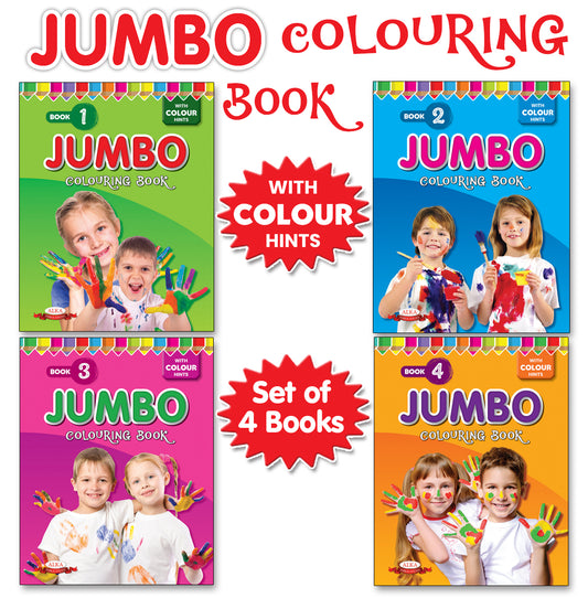 Jumbo colouring book with hint (set of 4 books)